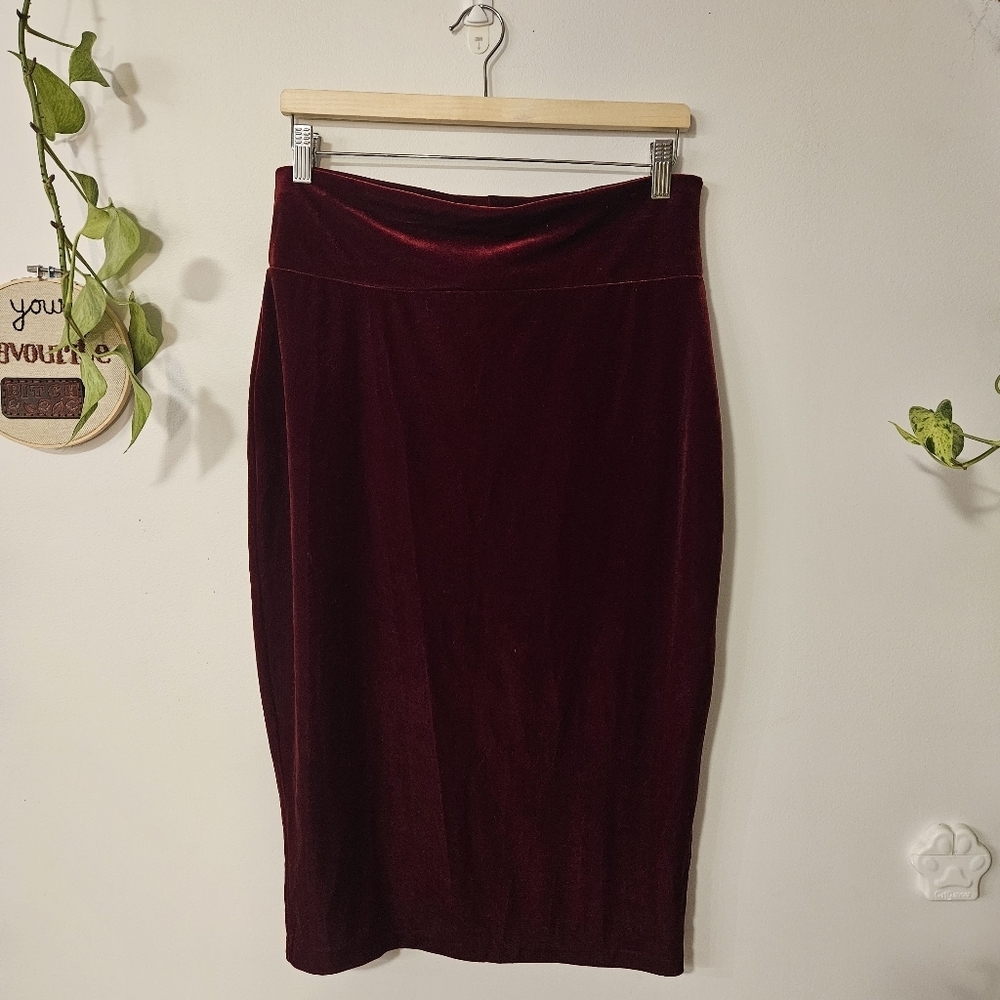 Vintage Guillaume Velvet Burgundy Skirt - Picture 1 of 4